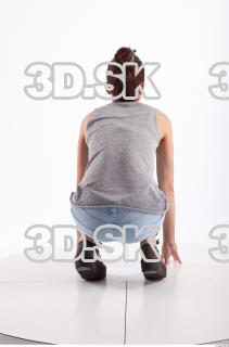 Kneeling photo references of Molly blue jeans womna singlet 0005
